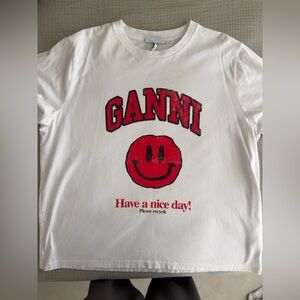 GANNI red smiley T-shirt